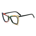 Cat Eye Patchwork Lamination Acetate Glasses Multicolor Patchwork Lamination Acetate Glasses Factory