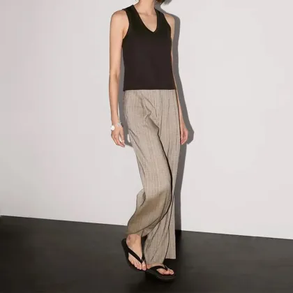Women's basic casual silk cotton sleeveless vest