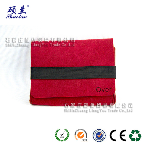 Röd filt mobil väska med elastiskt band
