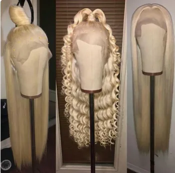 Blonde Brazilian Human Hair Curly Wigs 360 Full Lace, 613 HD Full Lace Wig Human Hair Glueless HD Full Lace Wig With Baby Hair