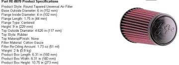 RE-0870 Performance air filter