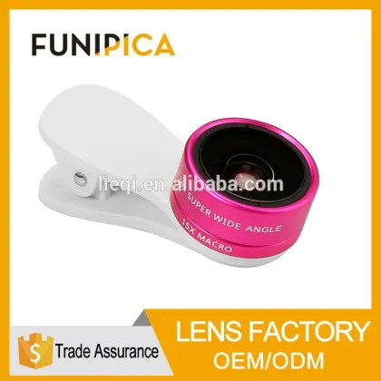Wholesale mobile phone lenses 3in1 fish eye wide angle camera lenses with universal clip use