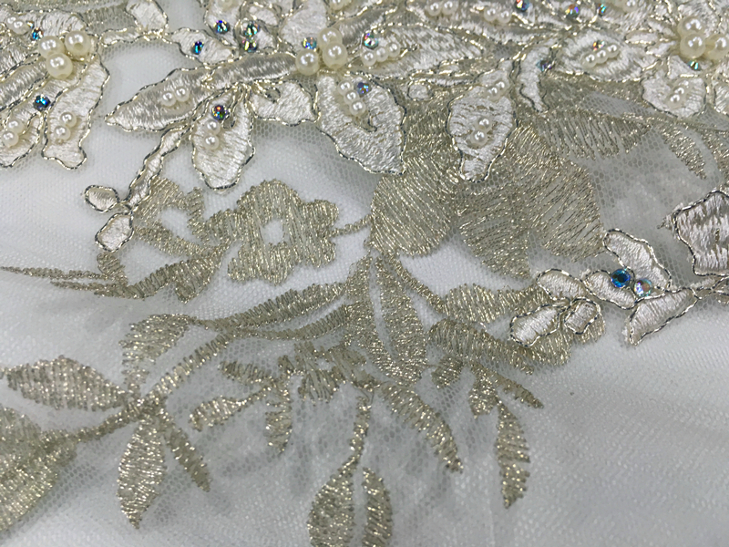 Handmade Pearl Embroidery Fabric