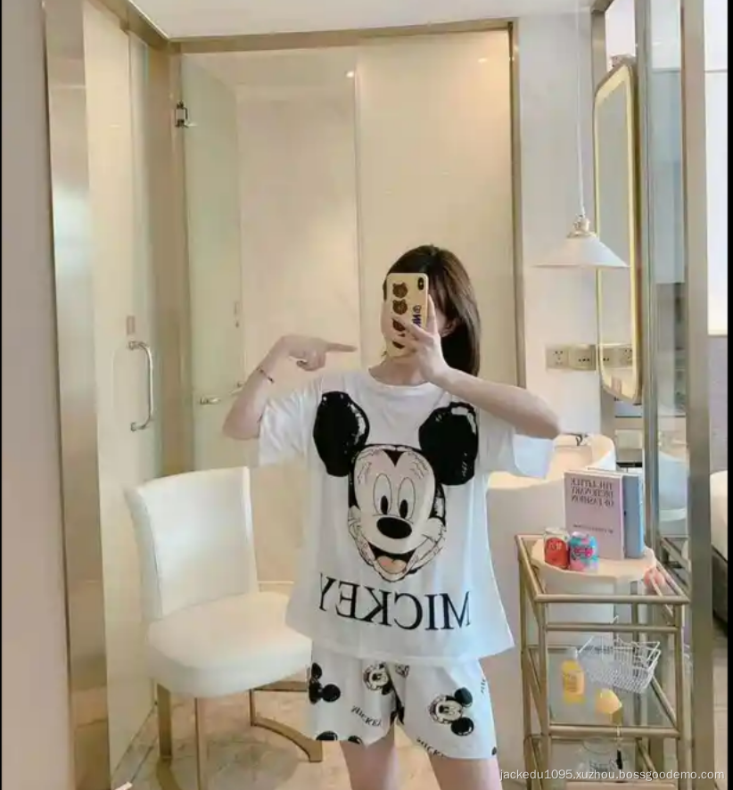 New Nightwear Cotton Short Sleeve Pajamas Cartoon Mickey