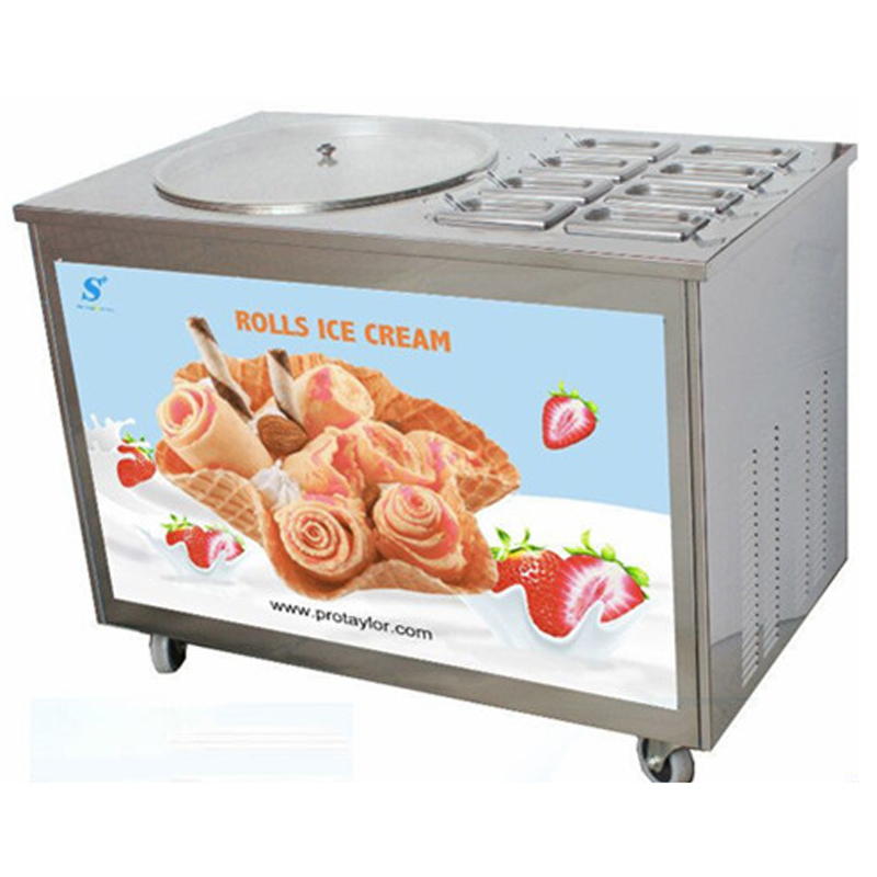 Wholesales Professional Factory Price Square oder Runde Big Pan Thailand Brötchen Braten Ice Cream Rolls Maschine Werbung