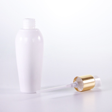 Spezielle Form White Lotion Flasche mit goldener Pumpe
