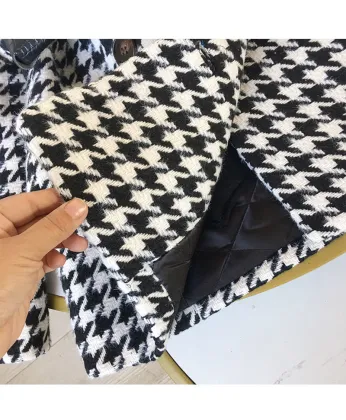 W1048 Women's Thick Plaids Tweed Woolen Winter Coat 2021