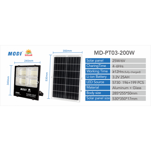 luminosité 200W projecteurs solaires d&#39;extérieur