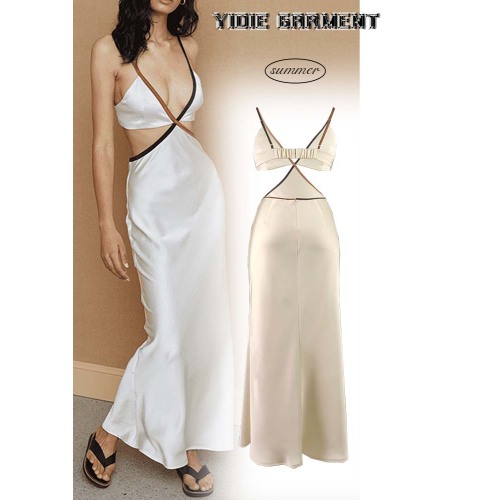 Women's Sexy Deep V Backless Elegant Evening Dress