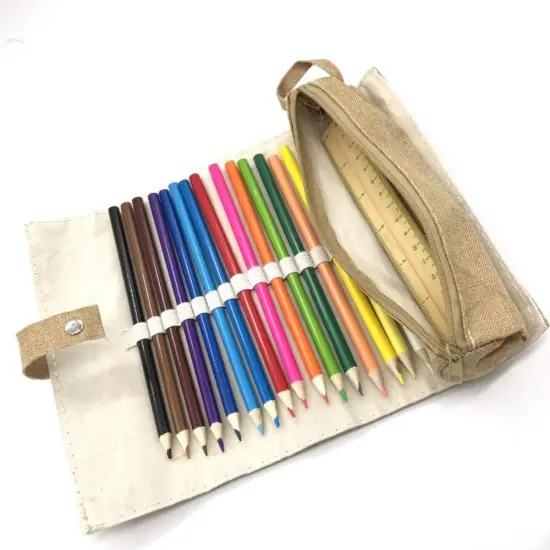 Environmentally Friendly Wooden Office Stationery Set: Pencils, Sharpener, and Ruler for Kids