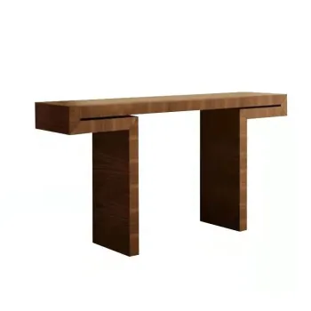 Mid Century Modern Oak Console Table with Concrete Decor Oriental Style