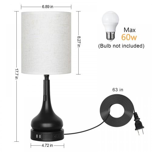 Lampe de chevet de lampe de bureau délicate avec ombre en tissu