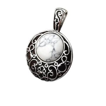 Howlite 20MM Cabochon Alloy Gemstone Pendant