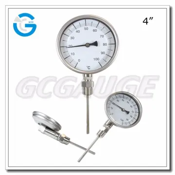 High quality 100mm stainless steel 4 inch temperature gauge for petroleum/gas