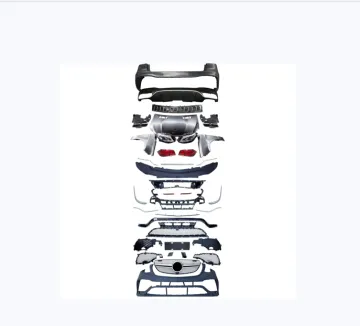 Car Bumper Upgrade Kit for Mercedes-Benz ML W166 10-15 to GLE166 AMG 16-19 - Front & Rear Assembly with Exhaust Pipes