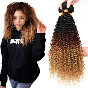 Afro Kinky Curly Hair Bundles Extensions Ombre Golden Soft Super Long Hair Synthetic Wave Hair