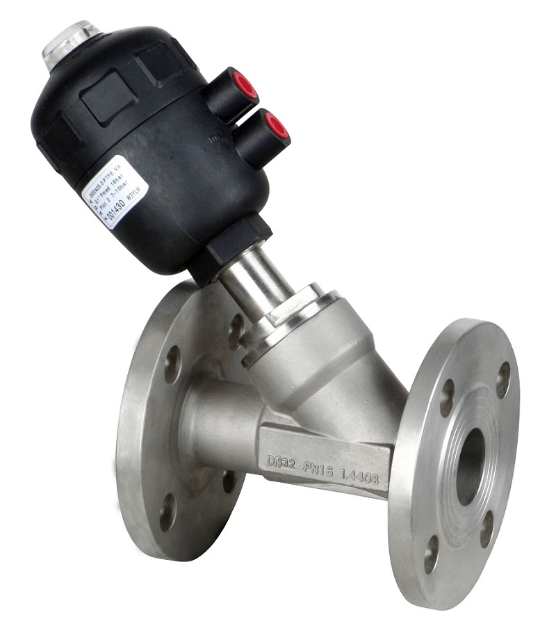 Stainless Steel Flanged Pneumatic Angle Seat Valve