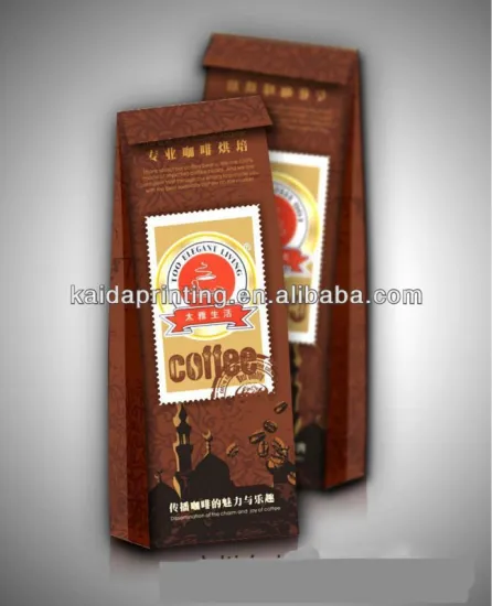 Coffee packaging supplies bag,with bottom and side gusset, gravure vivid printing customized shapes and sizes accepted