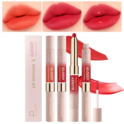 10-Color Two-Head Lipstick Lip Gloss Matte Liquid Velvet Lip Glaze