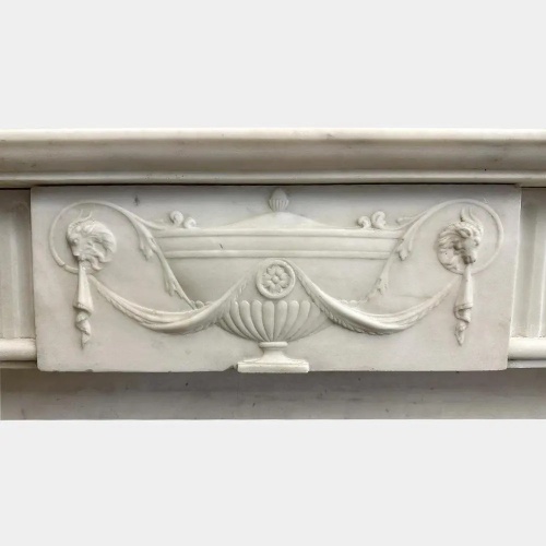 White Marble Fireplace Mantel with Fluted Columns