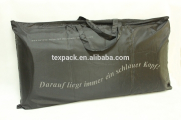 Soft black nylon bag with zipper for pillow packaging