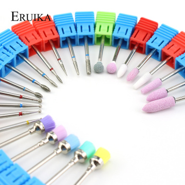 ERUIKA 24 Type Diamond Nail Drill Bit Milling Cutter for Manicure Rotary Burr Electric Machine Accessories Nail Files Brush