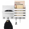 Wooden Mail Sorter Organizer with 6 Key Hooks