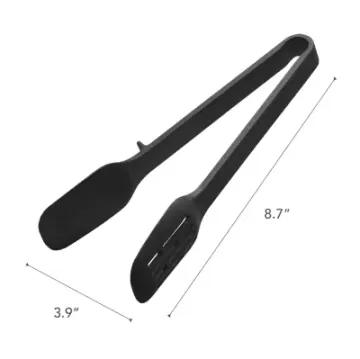 New Designed Food Home Tower Silicone Black Cooking Barbecue Tongs