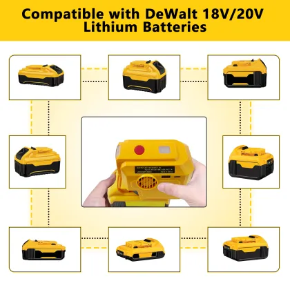 Portable 18V Li-ion Battery Charger and 200W Inverter for Dewalt Products