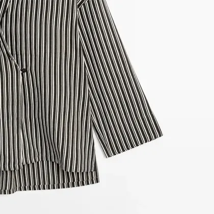 Women's urban minimalist striped cotton blend shirt