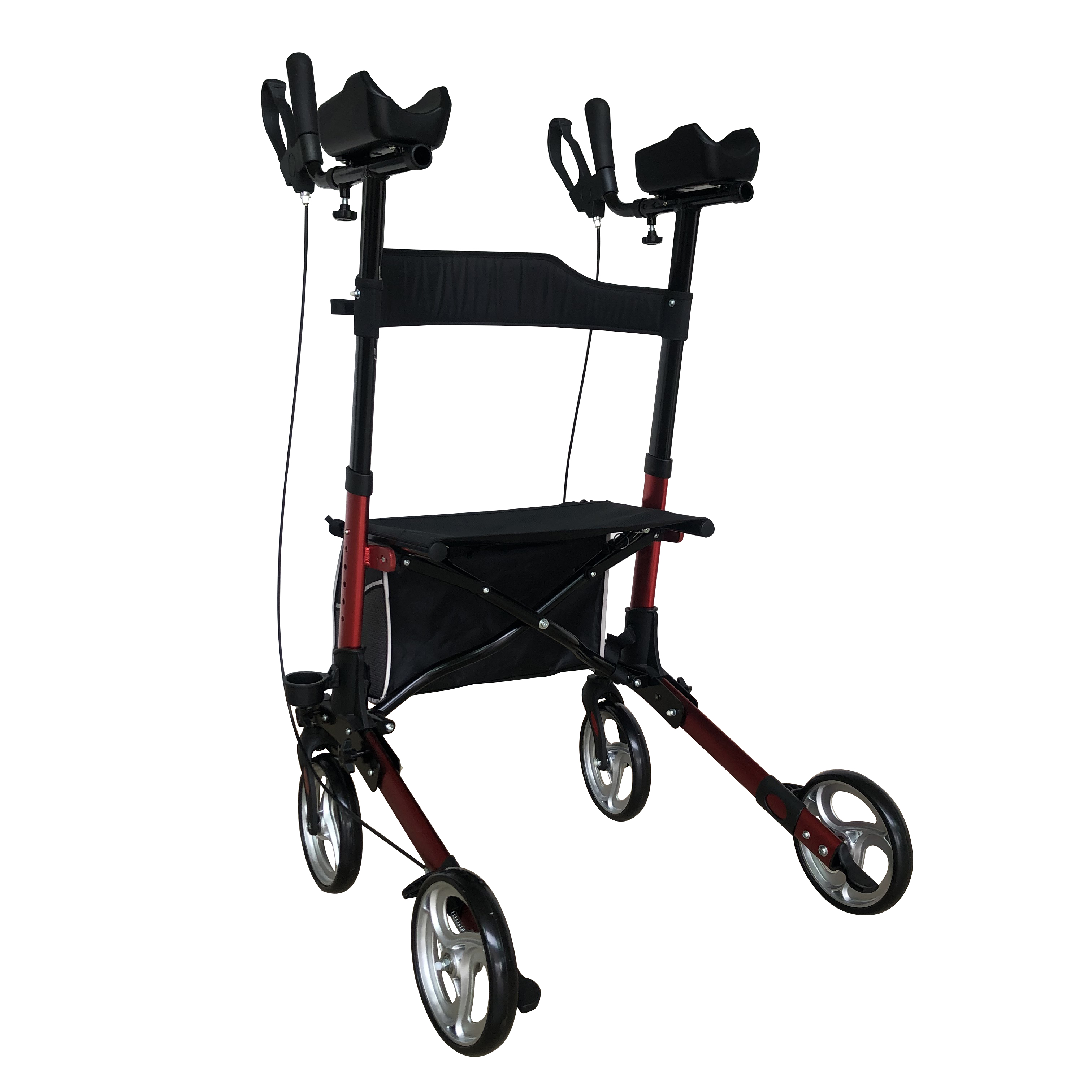 Aluminum Upright Rollator Walkers with Armrests, Handrails and Cup Holder