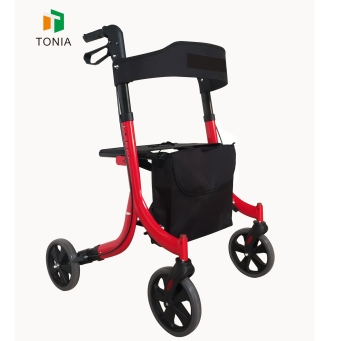 TONIA 4 wheels Adjustable forearm walker rollator red