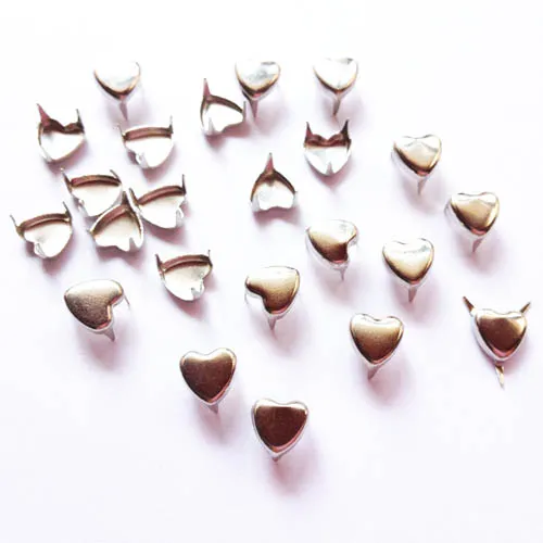6mm Nickle Heart-Shaped Studs, Small Heart Nailhead