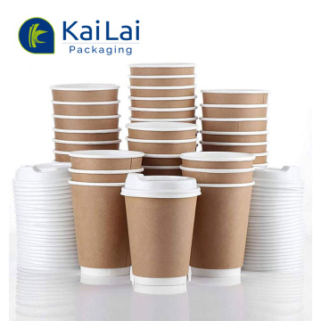 White Biodegradable Hot Drink Coffee Cups with Lid and Sleeve - 4Oz, 8Oz, 12Oz