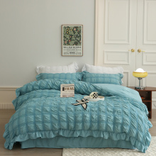 Blue Seersucker Duvet Cover Sedding Queen Solid