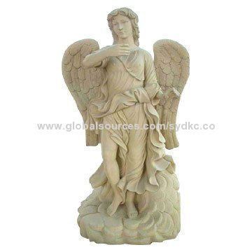 Life-sized White Marble Female Angel Statue