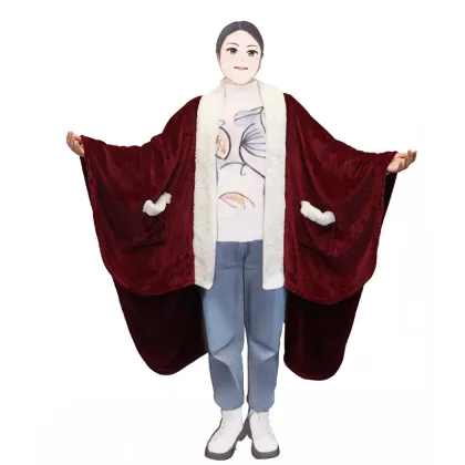 Poncho Wearable Blanket Soft Snuggle Throw with Pockets - Women's Cape Wrap Gift