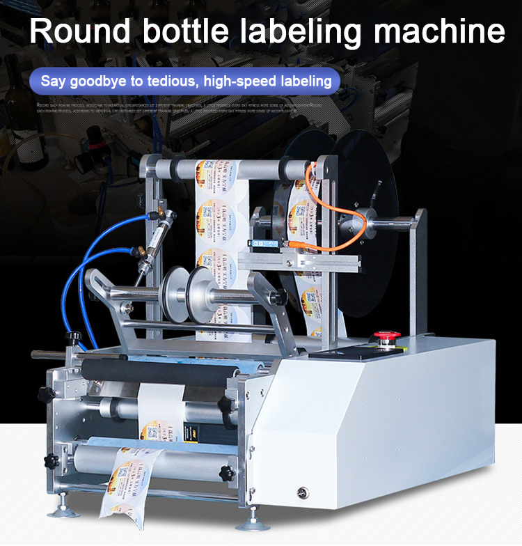 Desktop semi -automatische ronde fles etiketteringsmachine voor potten blikjes papier buis wijnglas cup huisdier product sticker labeling