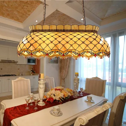 Tiffany-Style Stained Glass Pool Table Pendant Lamp