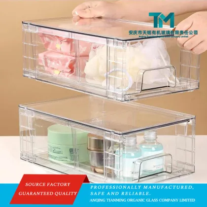 Anti Slip Grooved Base Acrylic Drawer Organizers