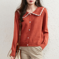 Women Vintage Lapel Collar Cardigan Sweater