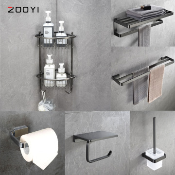China Cheap Brushed Grey Bathroom Accessories Stainless Steel Bath Hardware Sets