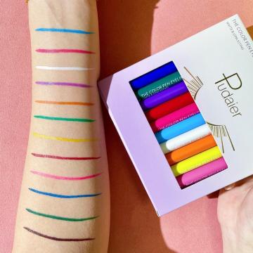 Waterproof Long Lasting Liquid Eyeliner Set - 12 Vibrant Colors Including Black Smudge Proof Eyeliner Pens