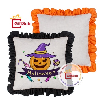 Cucchi per sublimazione all'ingrosso stampato personalizzato - 47*47 cm Linen Ruffle Halloween Design