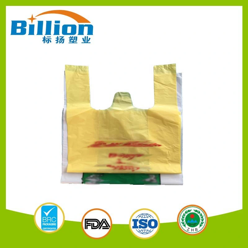 Grocery Biodegradable Wholesale Custom Size Food Grade White PE Plastic Vest Handles Shopping Bags