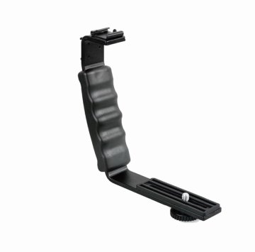 Universal Flash Camera Grip, L Bracket, Handheld Stabilizer, and Expansion Bracket with 2 Standard Side Hot Shoe Mount