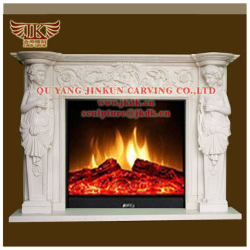 Quyang Jin Kun carving figure marble fireplace