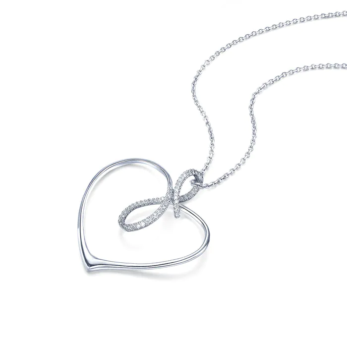 インフィニティ シンボル 18K ラボ ダイヤモンド 透かしハート ネックレス