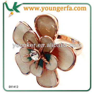 Newest Design Rose Golden Enamel Flower Ring