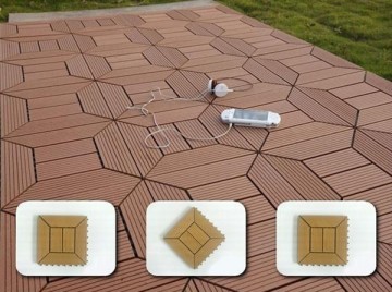 brown/grey wpc interlocking garden deck